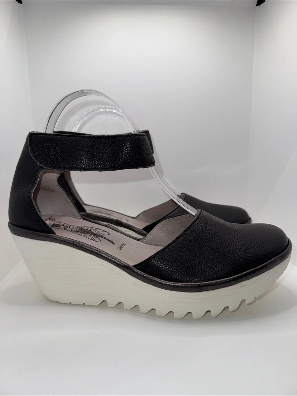 Fly London Yand Wedge Shoes Black Leather Women’s EU 38 US 7.5-8